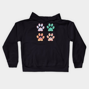 Colorful tie dye effect dog paws Kids Hoodie